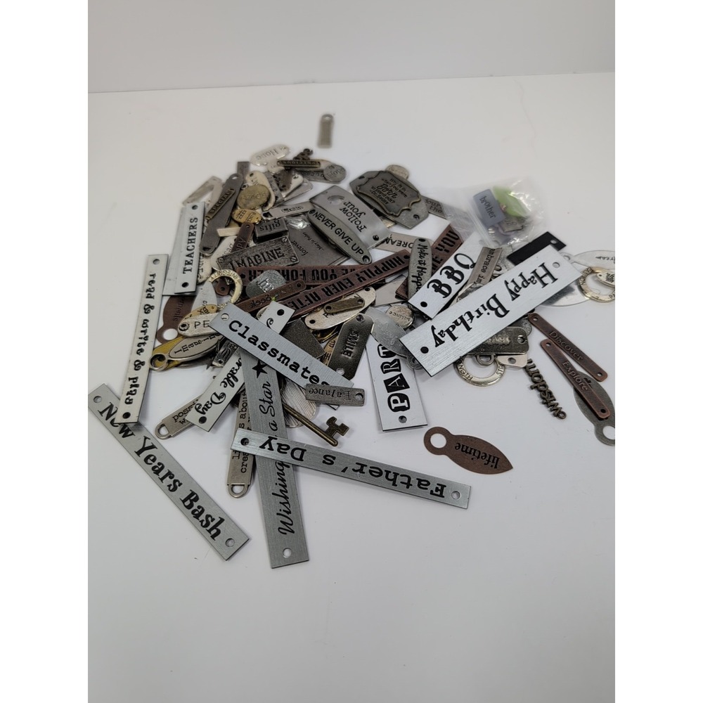 Lot of Metal Word & Phrase Embellishments scrapbooking, crafting, activities